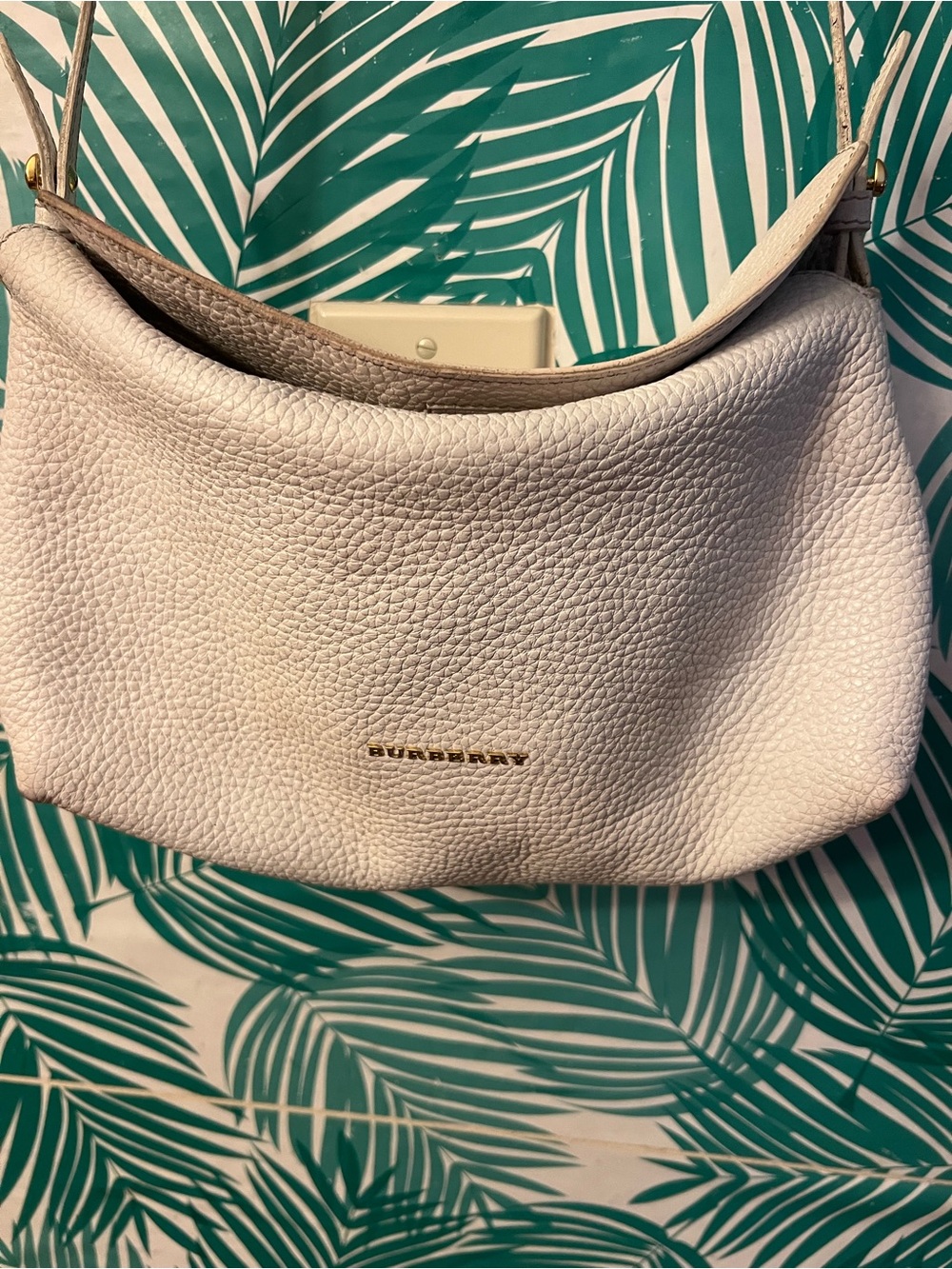 Burberry Leah hobo white pebble leather shoulder bag crossbody gold hardware - Picture 2 of 16